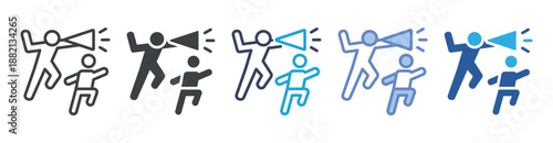 Coaching icon set multiple style collection