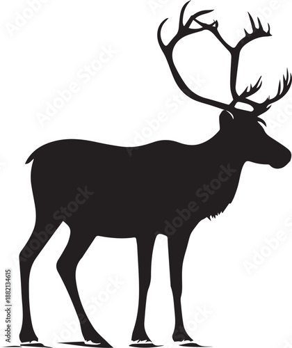 silhouette of a deer with antler isolated on white background. Art vector illustration.