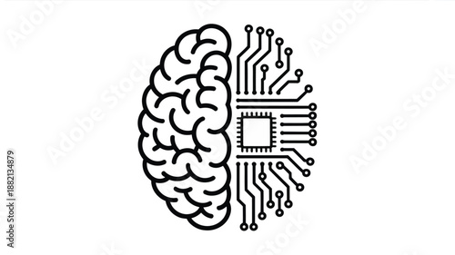 Human Brain vs Artificial Intelligence Concept Illustration