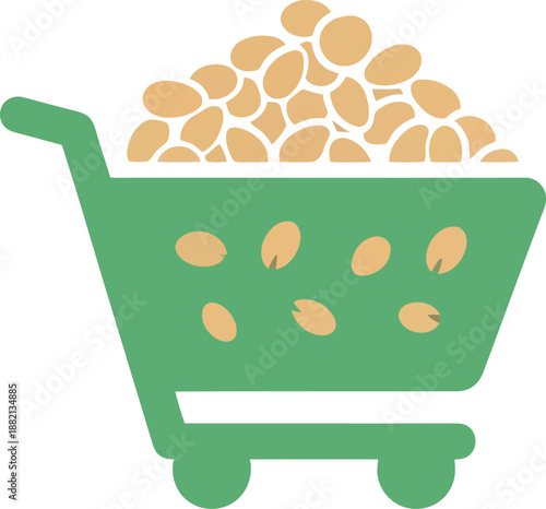 Vector Illustration of Shopping Cart Filled with Beans for Grocery and Food Market Concepts