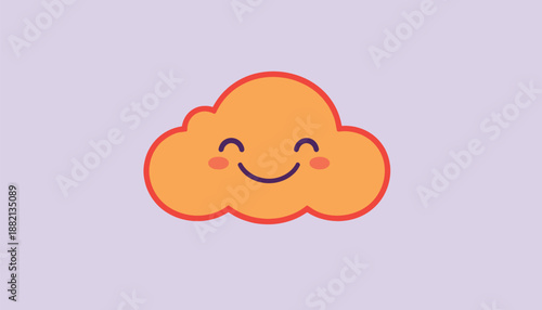 Smiling Orange Cloud with Rosy Cheeks on Lavender Background.