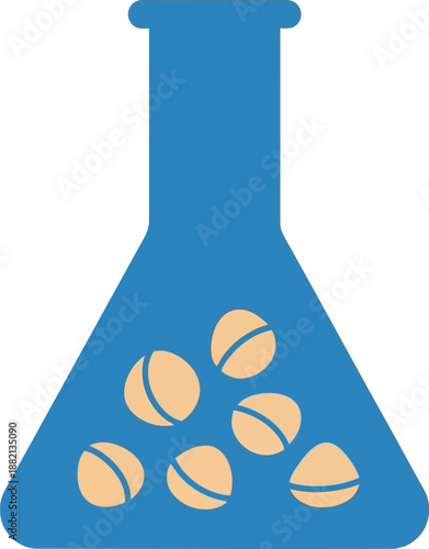 World Pulses Day Science Icon – Laboratory Flask with Pulses for Nutrition Research and Food Innovation