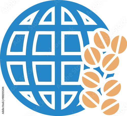 World Pulses Day Icon with Globe and Pulses for Global Food Security and Sustainability