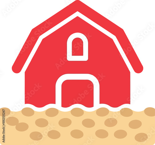 Red Barn with Pulses Illustration for World Pulses Day, Sustainable Agriculture Concept