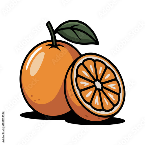 Seville Orange Vector Illustration of Fresh Bitter Orange with Sliced Half