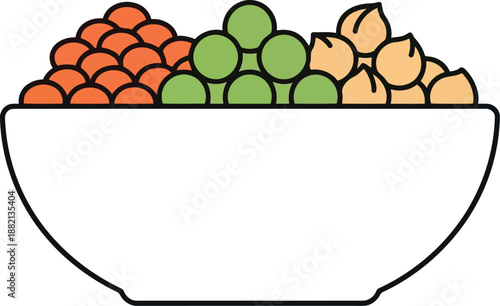 Colorful Pulses in Bowl Illustration for World Pulses Day, Healthy Plant-Based Food Concept