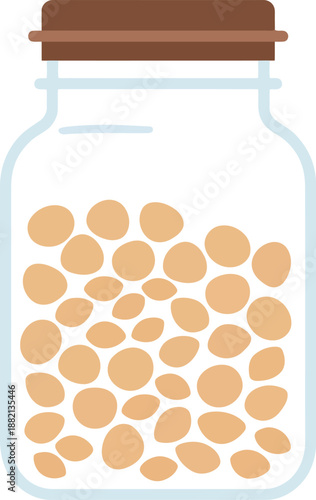 Chickpeas in Glass Jar Illustration for World Pulses Day, Healthy Plant Protein Concept