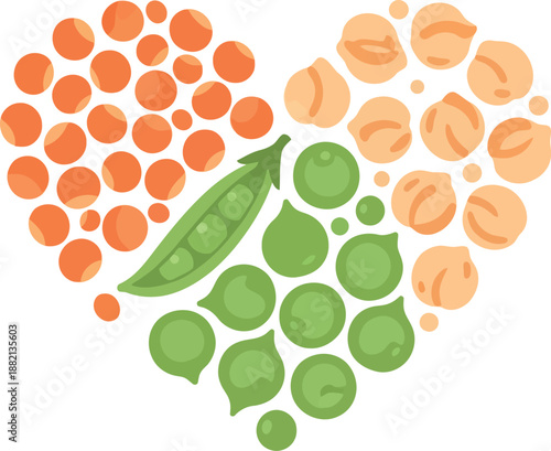 Heart Shape Made of Pulses and Peas Illustration for World Pulses Day, Healthy Food Concept