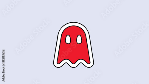 Red Ghost with White Outline - A Spooky and Playful Icon.