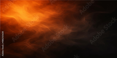 An abstract dark night sky filled with a textured explosion of blue fire flames and golden sunlight glowing through thick smoke and storm clouds
