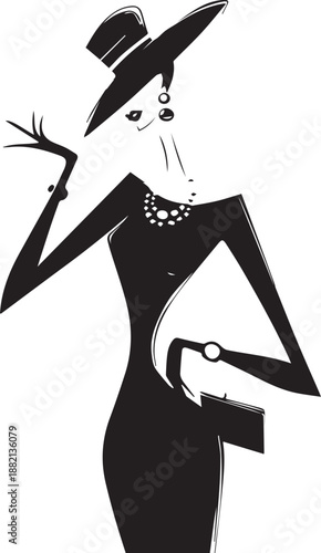 Woman Black and White Silhouette Illustration