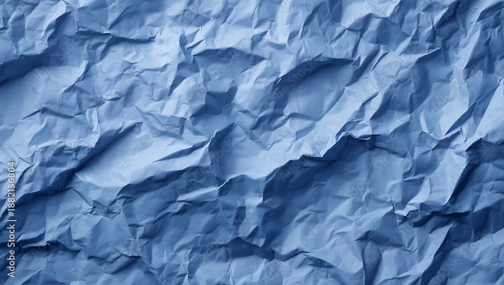 Fototapeta premium Blue Crumpled Paper Texture Background with Wrinkles and Folds