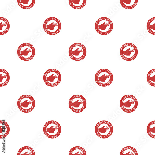 Hand with ribbon on your finger, Reminder icon seamless pattern isolated on white background