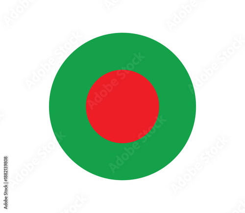 bangladesh flag circular icon vector illustration with green background and red center, minimal flat design national symbol isolated on white for web, app and infographic use