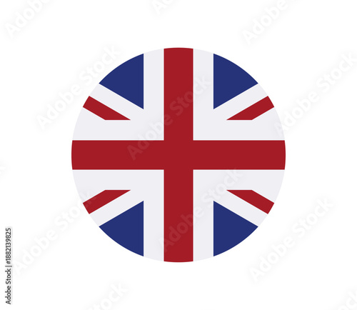 Tableau sur toile united kingdom round flag icon, uk circular national flag symbol isolated on whi