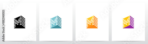 Triangular Prism Lines Stacked Three-Dimensional Letter Initial Logo Design M