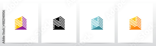 Triangular Prism Lines Stacked Three-Dimensional Letter Initial Logo Design N