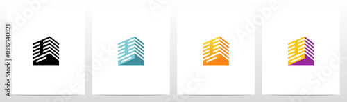 Triangular Prism Lines Stacked Three-Dimensional Letter Initial Logo Design U