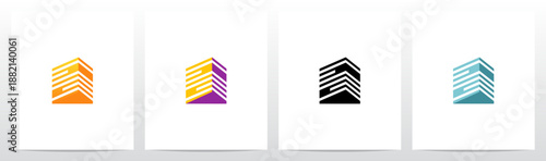 Triangular Prism Lines Stacked Three-Dimensional Letter Initial Logo Design S