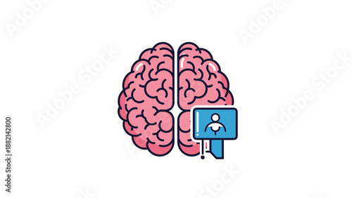 Human Brain with Idea Light Bulb Illustration.