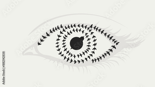 Human Eye with Eyelashes Closeup Illustration.