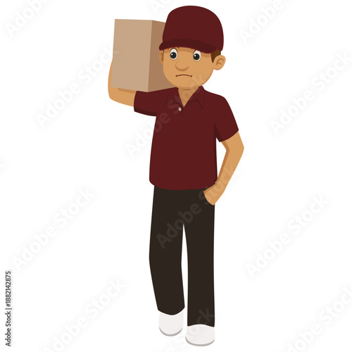 Delivery man parcel cartoon