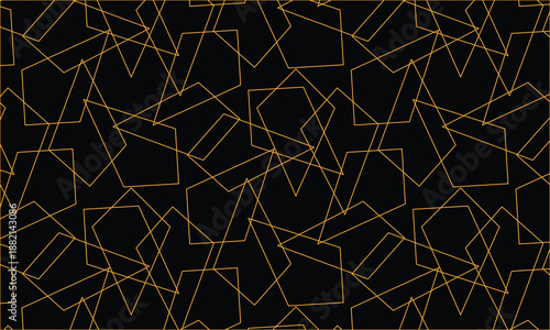 Abstract Geometric Pattern With Orange Lines On Black