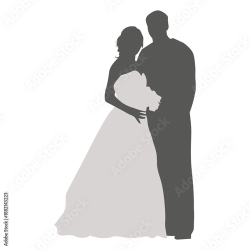 Bride groom romancing silhouette 2