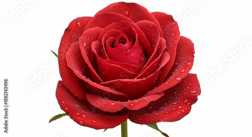 Single red rose on white background