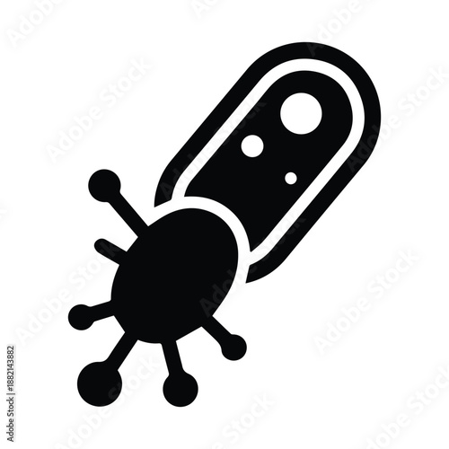 IV Drip Bag with Heartbeat Pulse Line Silhouette - Intravenous Therapy and Hospital Care Icon