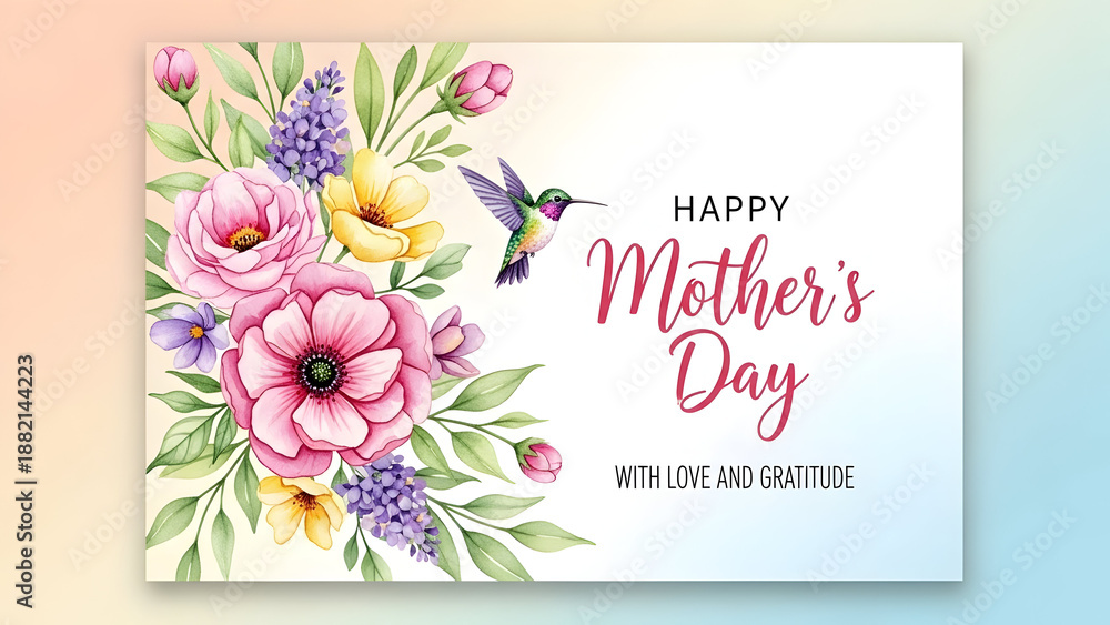 Obraz premium Mother's day greeting card with floral design