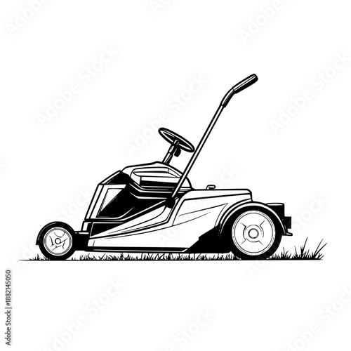 Vintage lawn mower, classic simplicity | Clean, isolated vector art for creative projects.