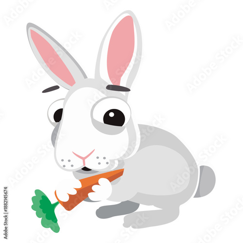 Rabbit eating carrot cartoon
