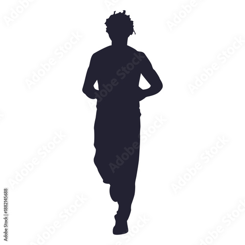 Boy running marathon silhouette