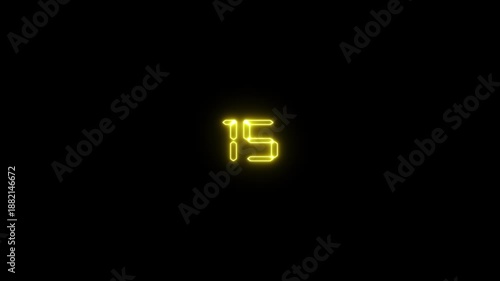 Neon 30 second countdown animation, digital timer on black background. 4k video