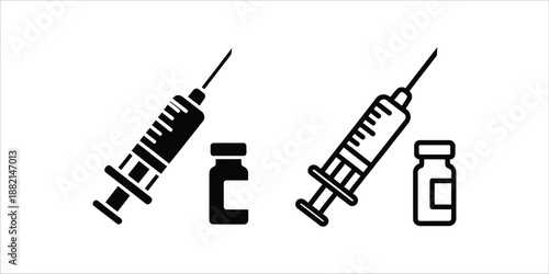 a simple illustration depicting two syringes and two vials