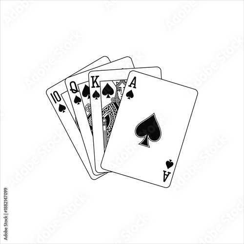 a set of playing cards featuring spades including ten queen king and ace