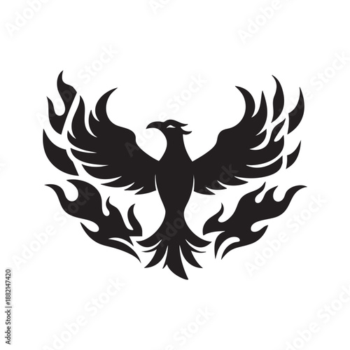 Phoenix Logo - Strength, Determination, and Power, Firebird Symbol for Branding.