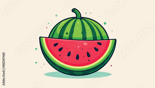 Vibrant Watermelon Illustration - A Refreshing Slice of Summer.