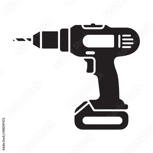 Cordless power drill silhouette icon for construction and repair