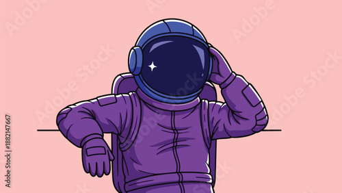Pensive Astronaut in Space Suit Contemplating the Cosmos.