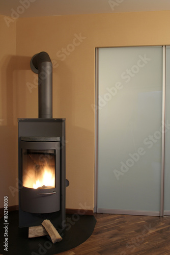Holzkaminofen im Haus