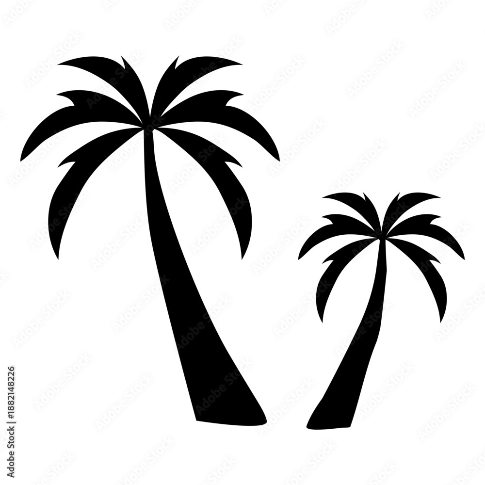 Fototapeta premium Two palm tree silhouette palm