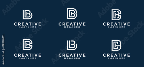 Collection of Initial B Logos with modern designs, initial b logos for technology companies.