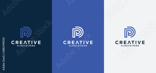 Collection of Initial p Logos with modern designs, initial p logos for technology companies.