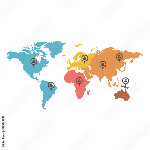 Continental agent marker world map