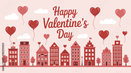 Happy valentine's day in a charming town Vector