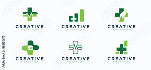 Health Care Logo set. Medical health technology logo design template.medical cross logo design	
