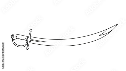 Vintage scimitar sword with curved blade