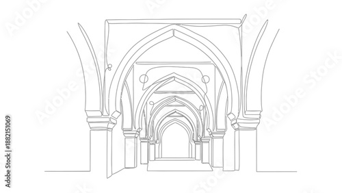 gothic architecture, archway corridor